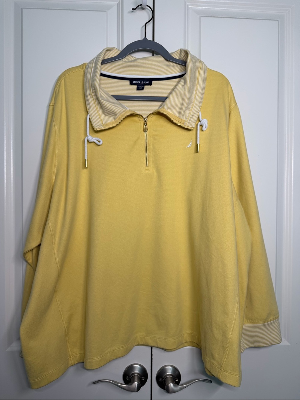 Nautica Women’s Yellow Quarter-Zip Pullover with Contrast Collar